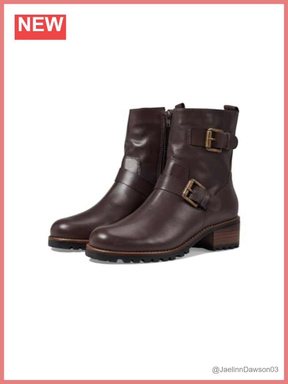 Women's Waterproof Leather Mid-Calf Boots with Buckle Hardware & Zip Closure